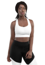 Women's Longline Sports Bra (All-Over Print) (White Stitch) - Image 2