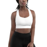 Women's Longline Sports Bra (All-Over Print) (White Stitch)