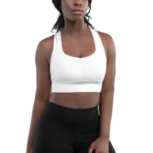 Women's Longline Sports Bra (All-Over Print) (White Stitch)