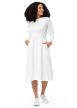 Women's Long Sleeve Midi Dress (All-Over Print) (Black Stitch) - Image 6