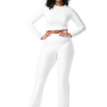 Women's Flare Leggings (All-Over Print) (White Stitch)