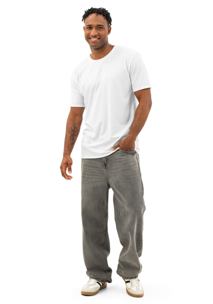 1414 Men’s Cotton Crew Neck T-Shirt (All-Over Print) (White Stitch) - Image 1