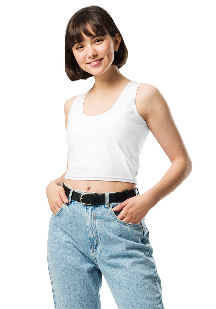 200 Women's Crop Top (All-Over Print) (White Stitch) - Image 1