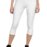 Women's Capri Leggings (All-Over Print) (White Stitch)