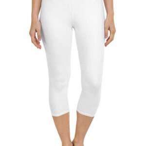 Women's Yoga Capri Leggings (All-Over Print) (White Stitch)