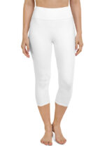 Women's Yoga Capri Leggings w/Pocket (All-Over Print) (White Stitch) - Image 5