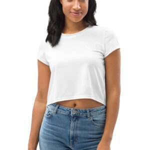 Women's Crop Tee (All-Over Print) (Black Stitch)