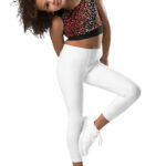 Kids Girl's Leggings (All-Over Print) (White Stitch)