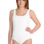 Youth Girl's One-Piece Swimsuit (All-Over Print) (White Stitch)